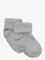 Minymo - Baby Rib Sock W. Abs (2-Pack) - Neslystančios kojinės - Pilka
