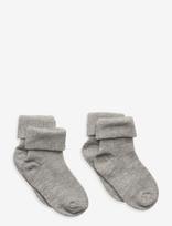 Minymo - Baby Rib Sock W. Fold (2-Pack) - Kūdikių kojinės - Pilka