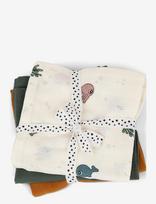 Done By Deer - Burp Cloth 3-Pack Gots Sea Friends Colour Mix - Rankšluostis - Marga / raštuota