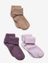Minymo - Baby 2X2 Rib Sock (3-Pack) - Kūdikių kojinės - Violetinė