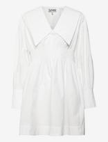 GANNI - Cotton Poplin V-Neck Smock Mini Dress - Trumpa suknelė - Balta