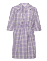 GANNI - Seersucker Check Mini Wrap Dress - Trumpa suknelė - Violetinė
