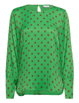 Coster Copenhagen - Shirt With Wide Sleeves In Dot Prin - Marškinėliai ilgomis rankovėmis - Žalia