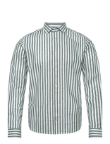 Clean Cut Copenhagen - Jamie Cotton/Linen Striped Shirt - Laisvalaiko marškiniai - Žalia