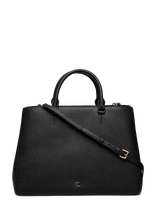 Lauren Ralph Lauren - Crosshatch Leather Large Hanna Satchel - Rankinė - Juoda