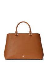 Lauren Ralph Lauren - Crosshatch Leather Large Hanna Satchel - Rankinė - Ruda