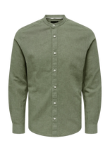 ONLY & SONS - Onscaiden Life Ls Linen Blend Mao Noos - Laisvalaiko marškiniai - Žalia