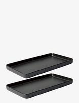 Aida - Raw Titanium Black - Rektangulær Fad 2 Stk 34 X 18 X 2,5 Cm Gaveæske - Serviravimo lėkštė - Juoda