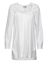 GANNI - Cotton Poplin Square-Neck Mini Dress - Trumpa suknelė - Balta