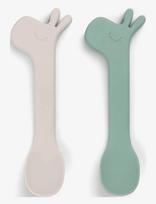 Done By Deer - Silicone Spoon 2-Pack Lalee Green - Stalo įrankiai - Marga / raštuota