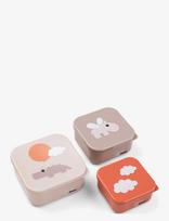 Done By Deer - Snack Box Set 3 Pcs Happy Clouds Powder - Pietų dėžutė - Marga / raštuota