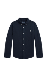 Ralph Lauren Kids - Featherweight Cotton Mesh Shirt - Ilgarankoviai marškiniai - Juoda