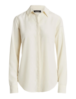 Lauren Ralph Lauren - Classic Fit Crepe Shirt - Marškinėliai ilgomis rankovėmis - Kreminė spalva