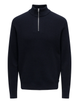 ONLY & SONS - Onsphil Reg 12 Struc Half Zip Knit Noos - Megztinis su užtrauktuku - Tamsiai mėlyna