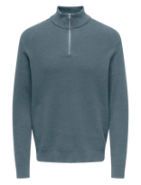 ONLY & SONS - Onsphil Reg 12 Struc Half Zip Knit Noos - Megztinis su užtrauktuku - Mėlyna