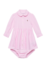 Ralph Lauren Baby - Knit Oxford Dress & Bloomer - Suknelė kūdikiui ilgomis rankovėmis - Rožinė