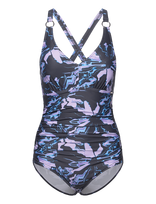 Speedo - Womens Shaping Printed V Neck 1 Piece - Sportinis maudymosi kostiumėlis - Violetinė
