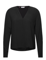 Tommy Hilfiger - Viscose Crepe V-Neck Blouse - Marškinėliai ilgomis rankovėmis - Juoda