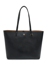 Lauren Ralph Lauren - Crosshatch Leather Large Karly Tote - Talpi rankinė - Juoda