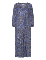 Coster Copenhagen - Dress With Placket In Leo Print - Iki kelių ir midi suknelės - Mėlyna