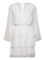 Bubbleroom - Frill L/S Chiffon Dress - Trumpa suknelė - Balta