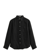 Gant - Reg Gmnt Dyed Linen Shirt - Laisvalaiko marškiniai - Juoda
