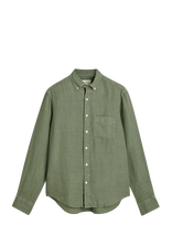 Gant - Reg Gmnt Dyed Linen Shirt - Laisvalaiko marškiniai - Žalia