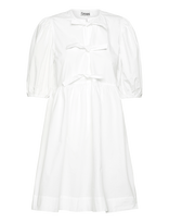 Ganni - Cotton Poplin Tie String Mini Dress - Trumpa suknelė - Balta