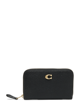 Coach - Polished Pebble Leather Essential Small Zip Around Card Case - Kortelių dėklas - Juoda