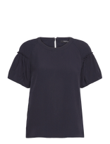 French Connection - Crepe Light Puff Sleeve Top - Marškinėliai trumpomis rankovėmis - Tamsiai mėlyna