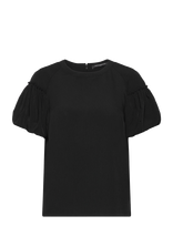 French Connection - Crepe Light Puff Sleeve Top - Marškinėliai trumpomis rankovėmis - Juoda