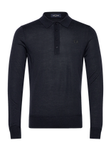 Fred Perry - Fine Knit Long Shirt Shirt - Polo marškinėliai ilgomis rankovėmis - Tamsiai mėlyna