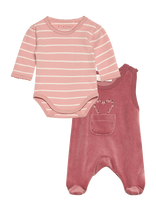 Fixoni - Body Ls W.velour Romper - Bodžių rinkinys - Rožinė