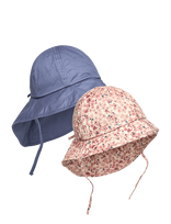 En Fant - Summer Hat W. String 2-Pack - Saulės skrybėlė - Marga / raštuota