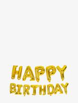 Joker - Foil Balloon Gold Text Happy Birthday - Vaikų šventės reikmenys - Marga / raštuota