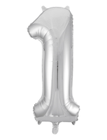 Joker - Foil Balloon Number 1 Silver 86 Cm - Vaikų šventės reikmenys - Sidabro