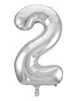 Joker - Foil Balloon Number 2 Silver 86 Cm - Vaikų šventės reikmenys - Sidabro