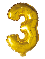 Joker - Foil Balloon Number 3 Gold 86 Cm - Vaikų šventės reikmenys - Aukso