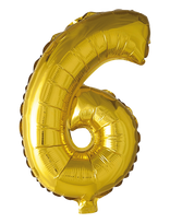 Joker - Foil Balloon Number 6 Gold 86 Cm - Vaikų šventės reikmenys - Aukso