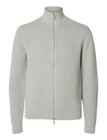 Selected - Slmdane Ls Knit Reg Struc Full Zip Noos - Megztinis su užtrauktuku - Pilka