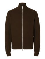 Selected - Slmdane Ls Knit Reg Struc Full Zip Noos - Megztinis su užtrauktuku - Ruda