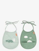 Done By Deer - Tiny Pocket Bib 2-Pack Croco Green - Seilinukas be rankovių - Žalia