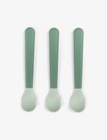 Done By Deer - Foodie Easy-Grip Baby Spoon 3-Pack Green - Stalo įrankiai - Žalia