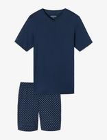 Schiesser - Admiral Short Pyjamas With V-Neck - Casual Essentials - Pižama - Tamsiai mėlyna