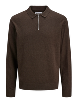 Jack & Jones - Jjeemil Knit Polo Half Zip Ls Noos - Megztinis su užtrauktuku - Ruda