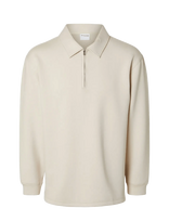 Selected - Slhrelax-Emanuel Soft Polo Zip Sweat Ex - Marškinėliai ilgomis rankovėmis - Kreminė spalva