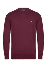 Lyle & Scott - Cotton Merino Crew Neck Jumper - Apvalios apykaklės megztinis - Burgundiška splava