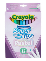 Crayola - Crayola Supertips Pastel Washable Markers 12 Pcs - Spalvoti pieštukai - Marga / raštuota