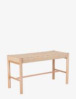 House Nordic - Asta - Bench In Poplar Wood And Woven Seat, Nature, 35X80X45 Cm - Taburetės ir suolai - Smėlio