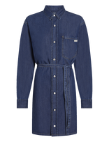 Calvin Klein Jeans - Lyocell Belted Denim Shirt Dress - Trumpa suknelė - Mėlyna